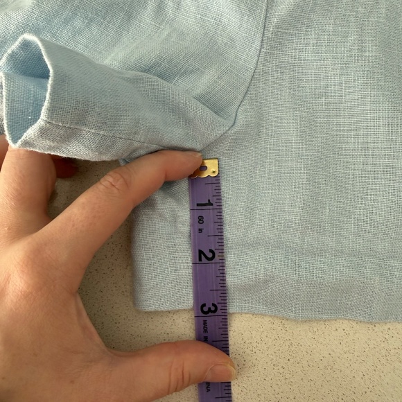Michael Kors Light Blue High-Waisted Linen Shorts Tailored Summer Shorts Size 2 - Picture 8 of 9